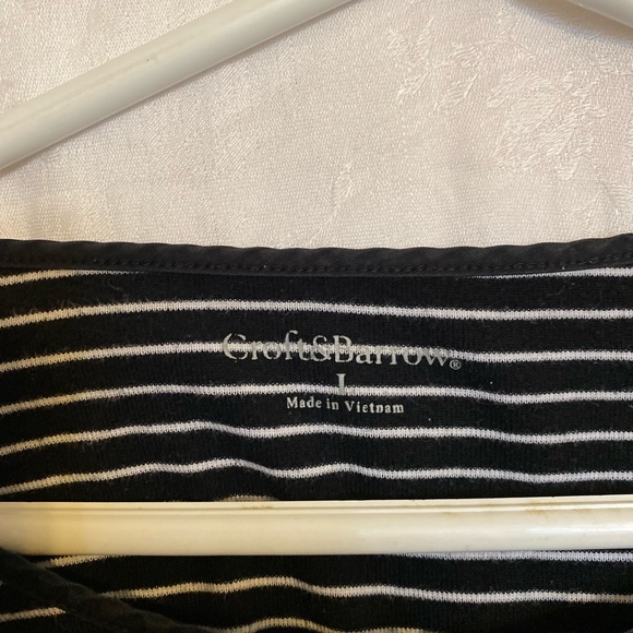 Black and white stripes womens chic top size large - Picture 2 of 3